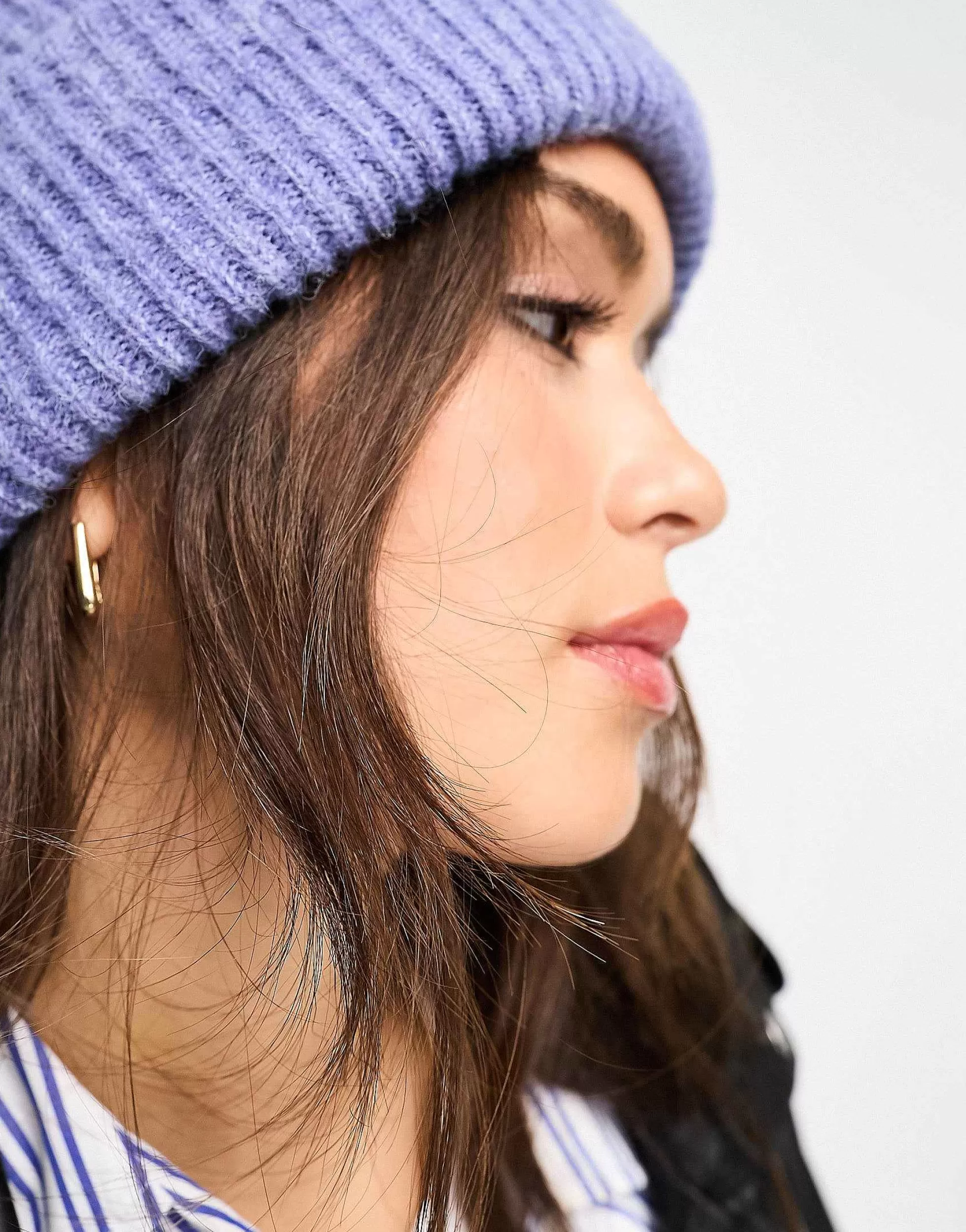 Women DESIGN Chunky Double Roll Beanie In Blue