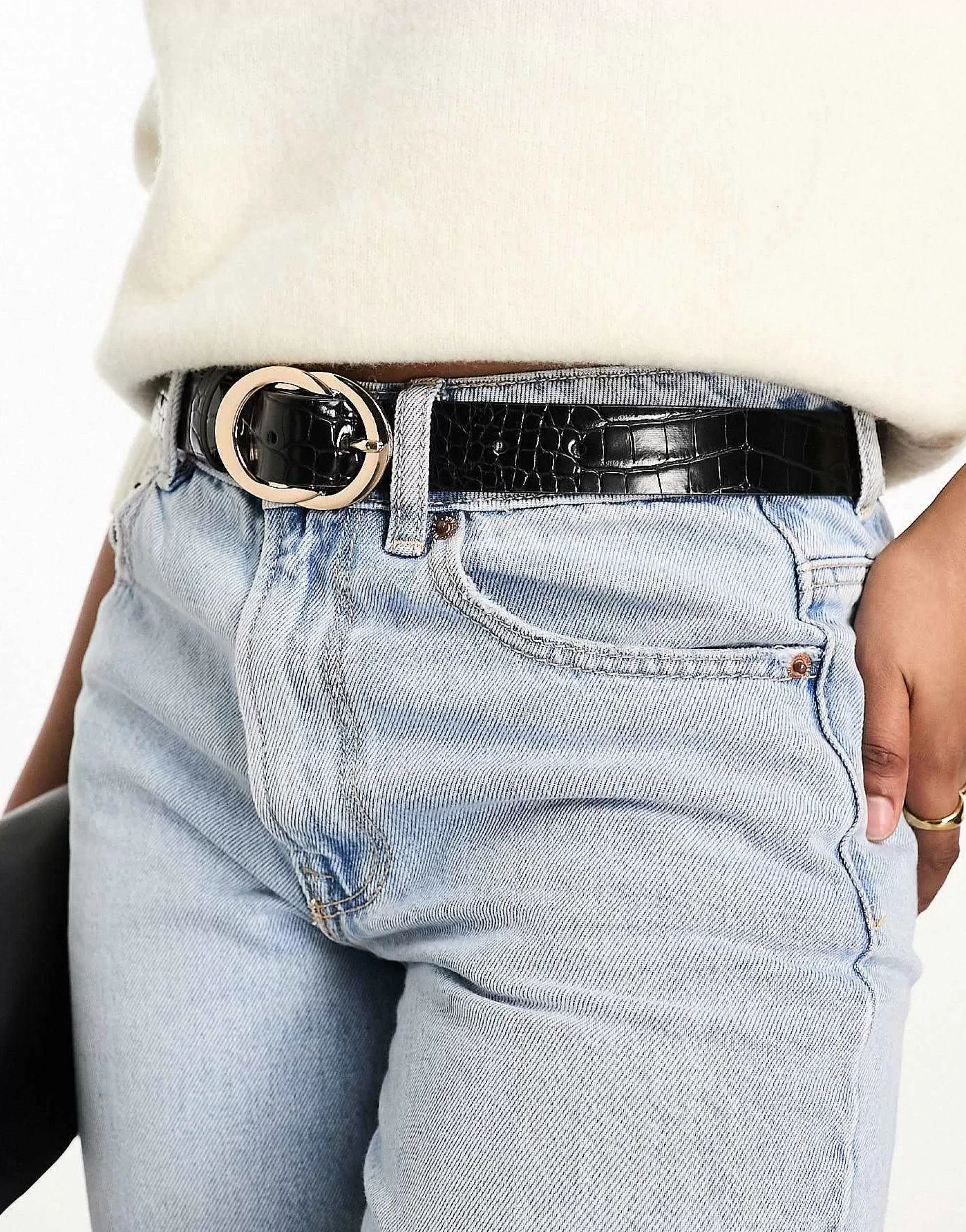 Women DESIGN Croc Double Circle Waist And Hip Belt