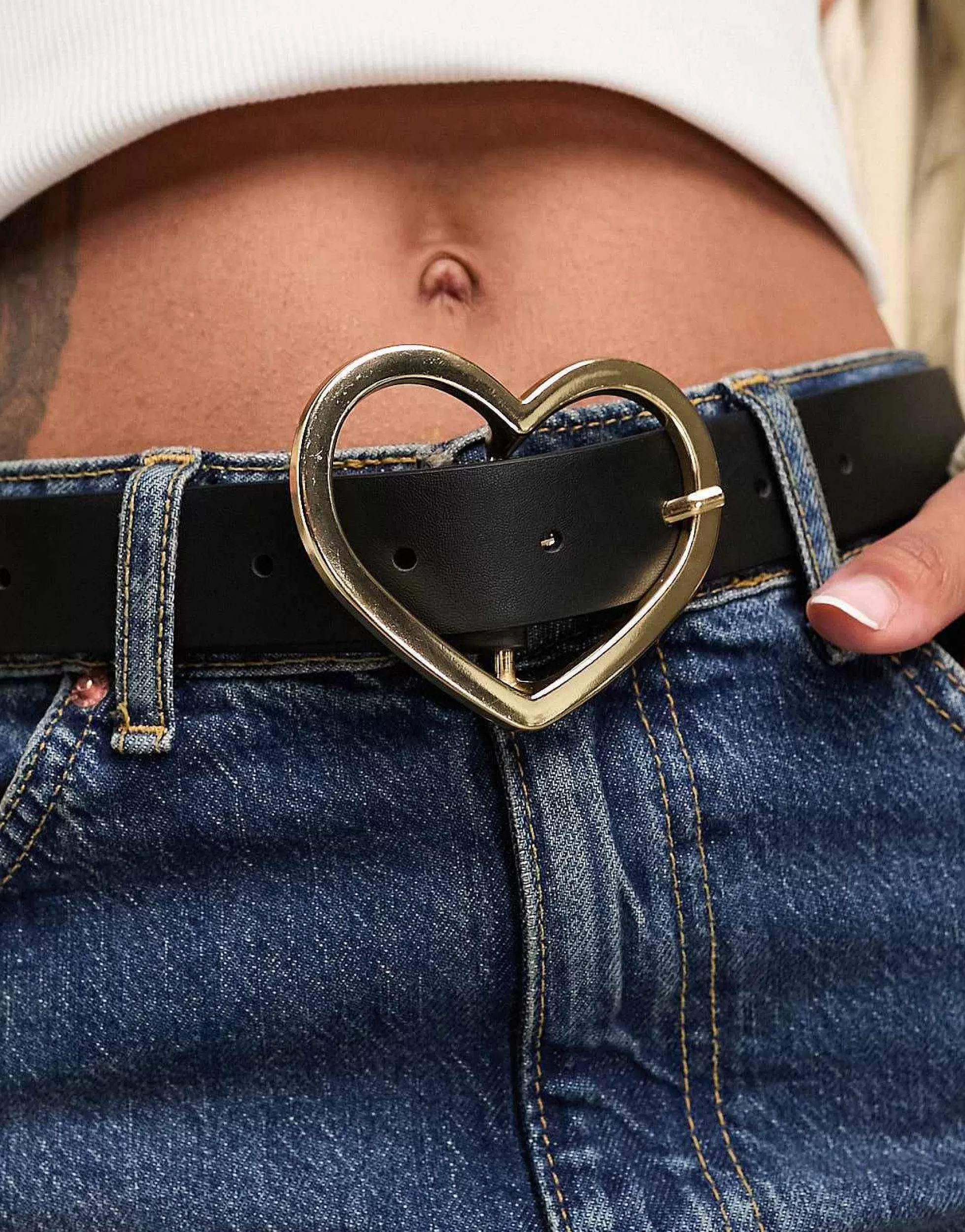 Women DESIGN Heart Buckle Waist And Hip Jeans Belt