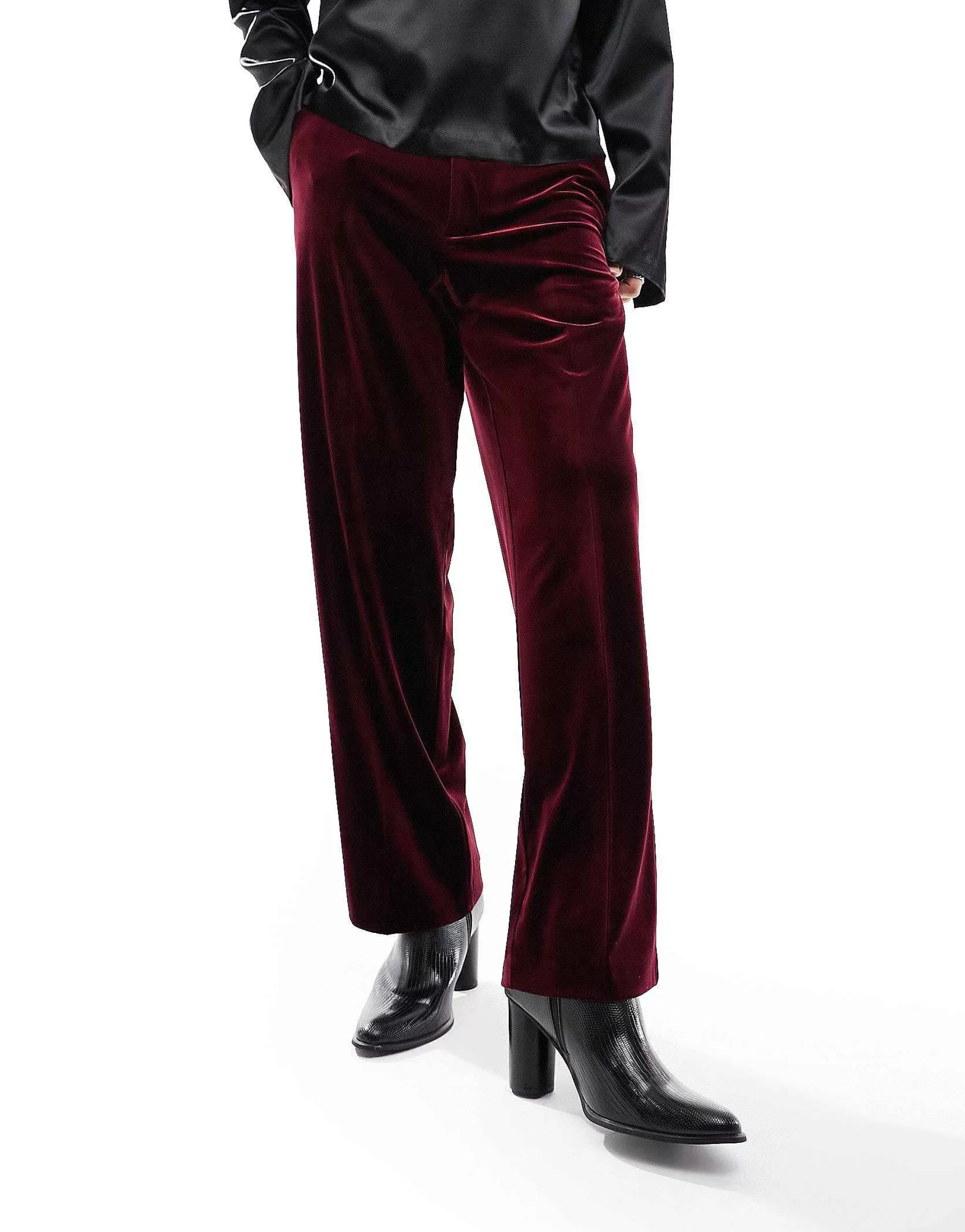 Men DESIGN Smart Wide Leg Trousers In Velvet