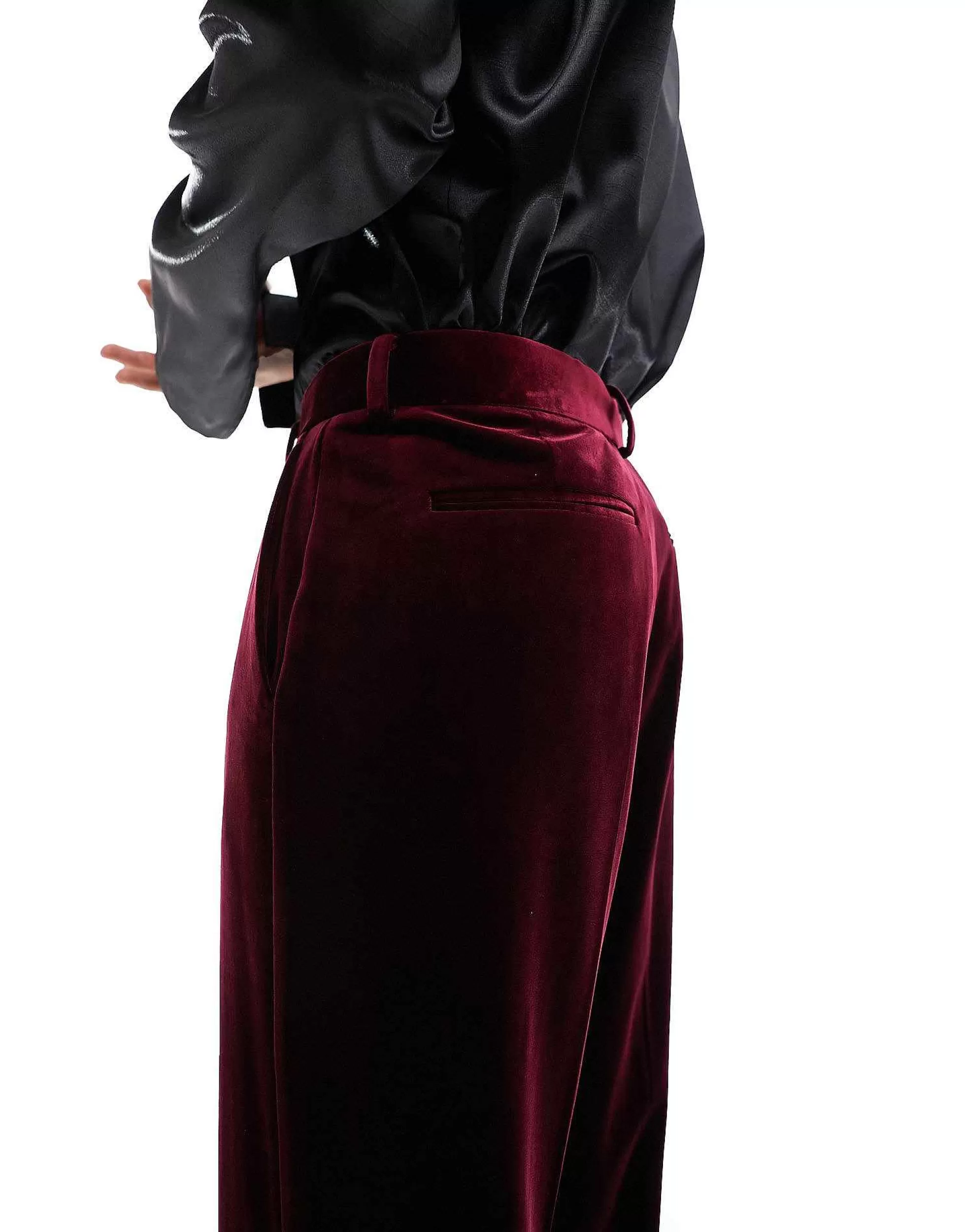 Men DESIGN Smart Wide Leg Trousers In Velvet