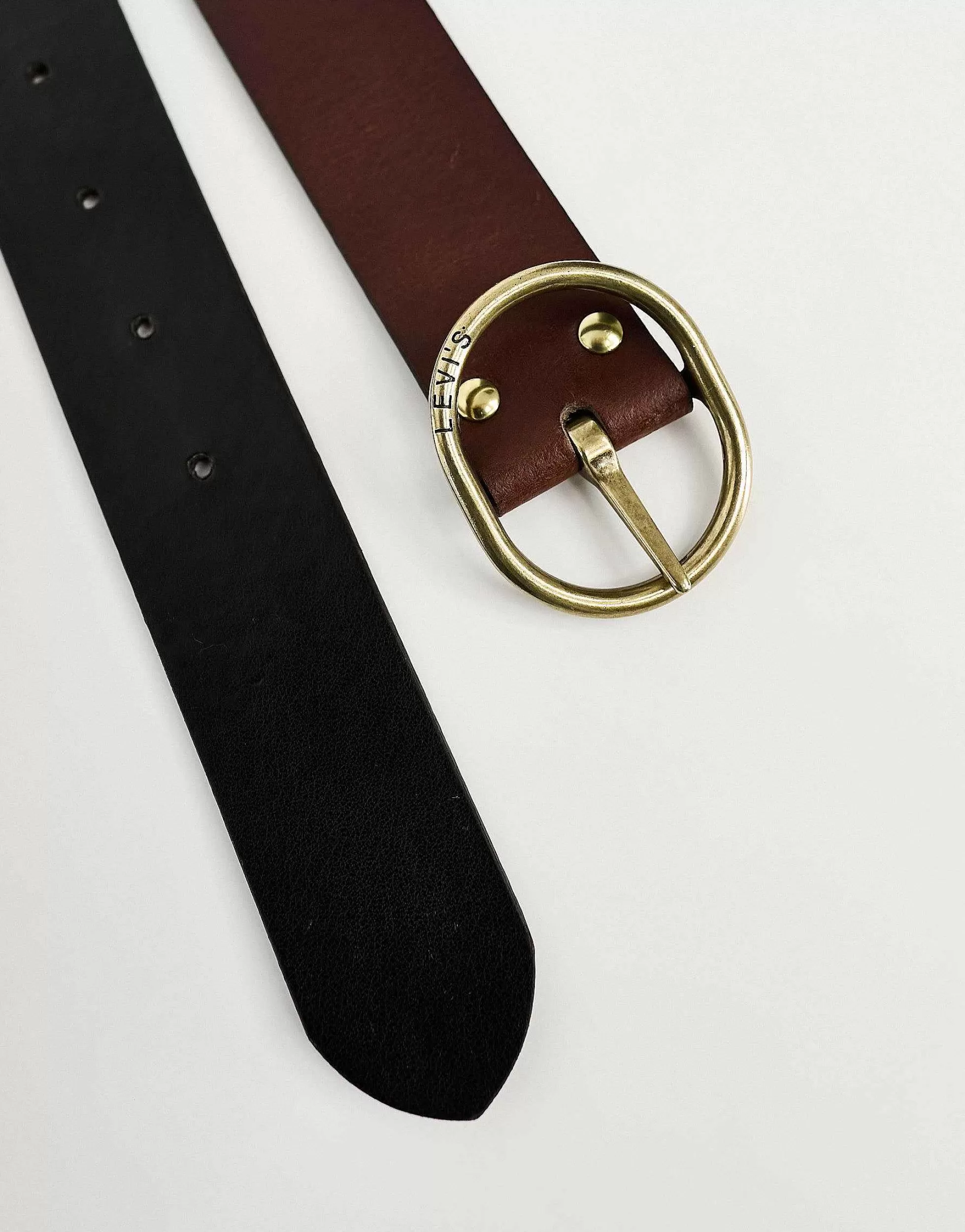 Women Levi's Arletha Reversible Leather Belt In Black/ With Logo