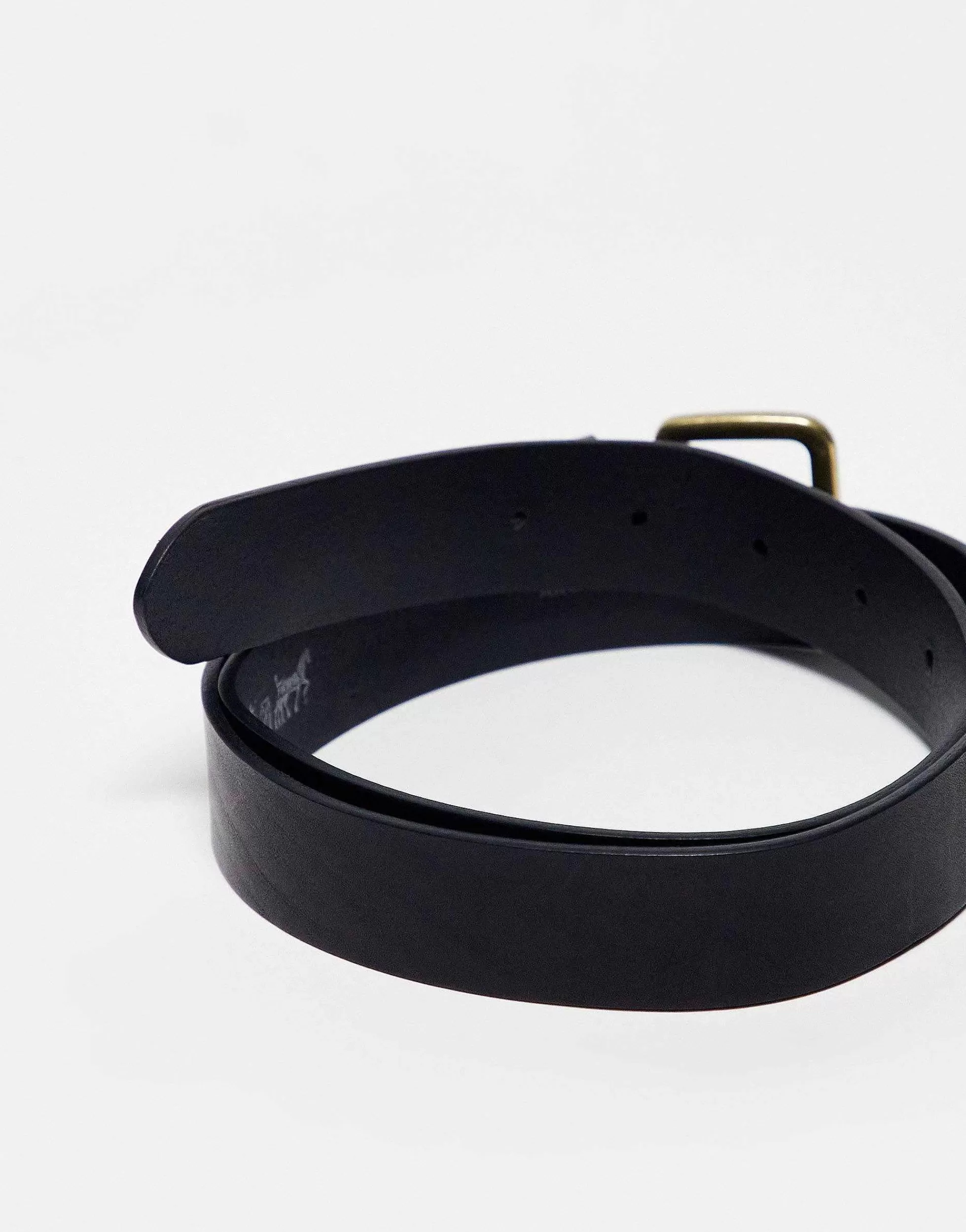 Women Levi's Calypso Leather Belt In Black With Gold Buckle